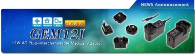 GEM12I Meanwell: Adattatori medicali 12W con plug intercambiabile