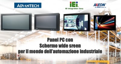 Panel PC con schermo wide screen per l'automazione industriale