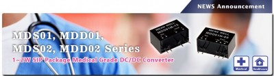 Nuovi DC/DC Converter 1- 2W per applicazioni Medicali